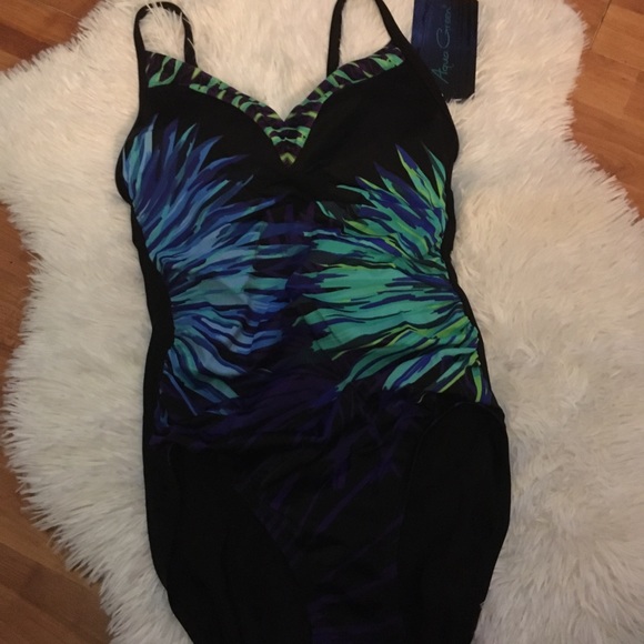 Women's V-Neck One Piece Aqua Green Small 4/6 - Picture 3 of 8